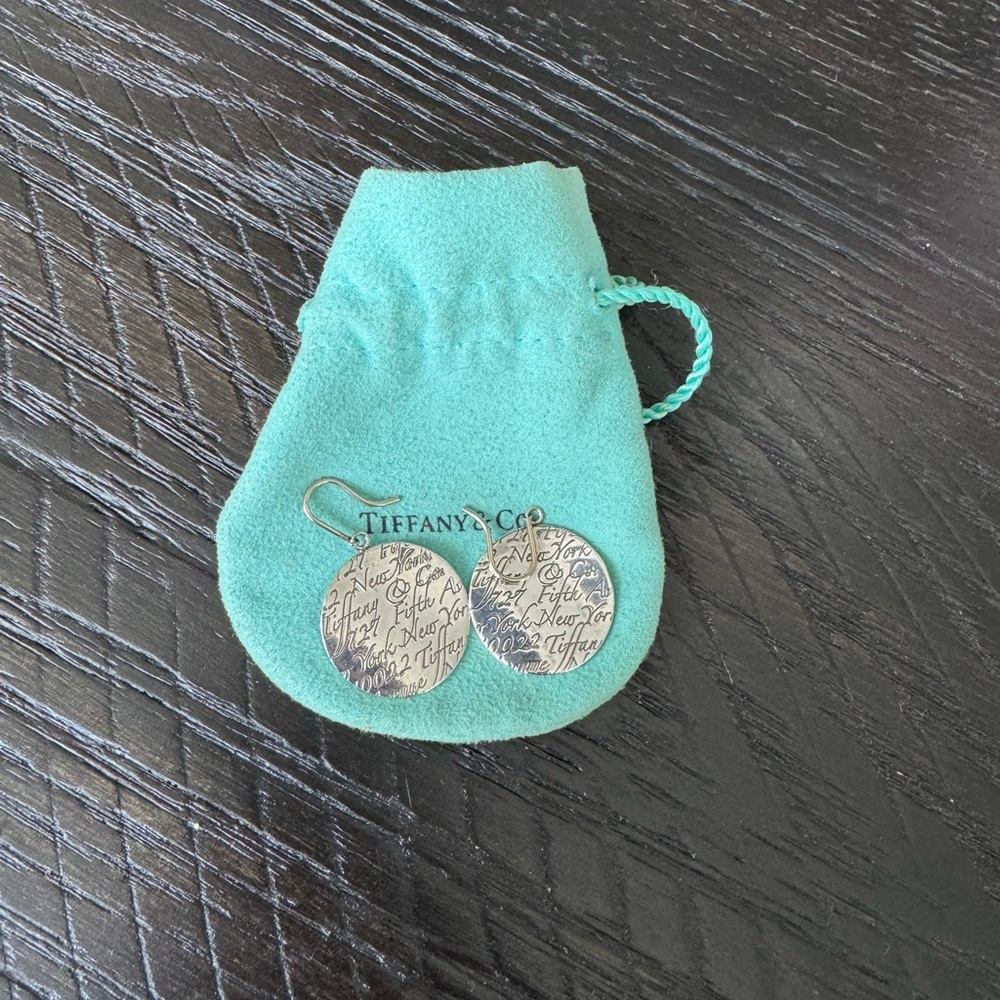 Tiffany & Co. Silver Round Script Earrings